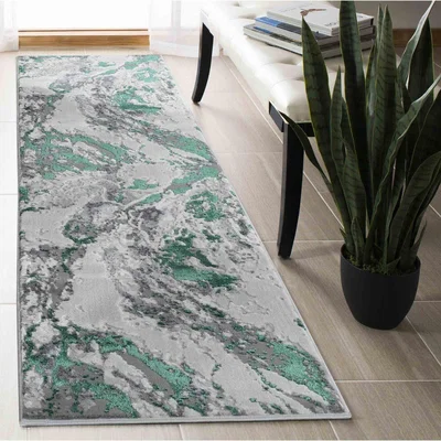 The Range Emperor Picasso Modern Waterflow Abstract Area Rugs - Aqua / 220cm