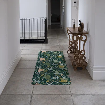 The Range Tropical leaves and flowers Designer Runner Rug - Green