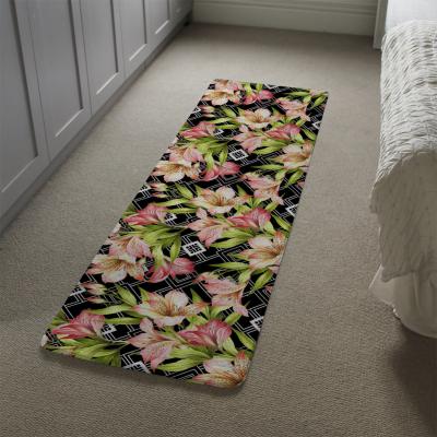 The Range Bright Plants On Geometric Background Runner Rug - Black