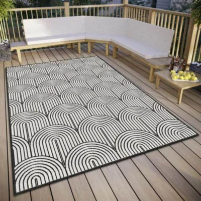 The Range Reversible Pangli Flatweave Indoor & Outdoor Rug Beige - Black / 150.0cm