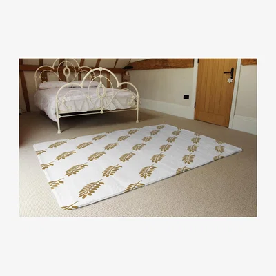 The Range Gold Leaf Pattern Designer Rug - Yellow / 230cm