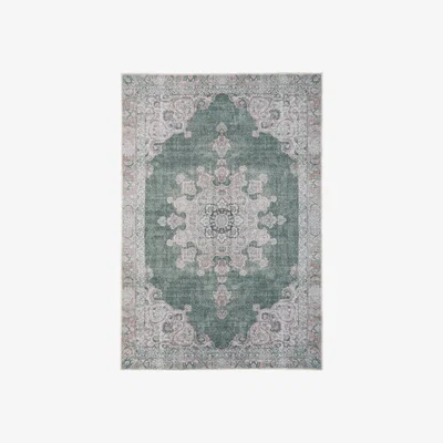The Range Green Vintage Medallion Non Slip Washable Area Rug - Green / 240cm