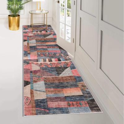 The Range Vernal Colaj Blue, Pink, and Beige Machine Washable Rug - Blue, Pink, and Beige / 243cm