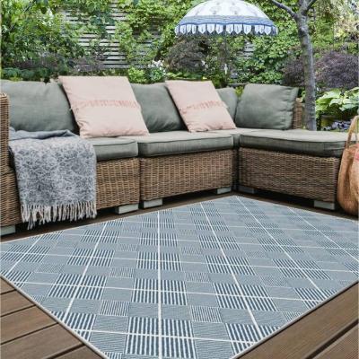 The Range Blue Geometric Diamonds Indoor and Outdoor Rug - BW - Blue / 10kg