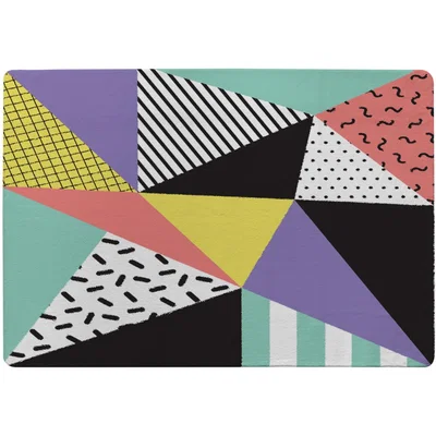 The Range Retro Themed Geometrics Rug - Blue / 110cm