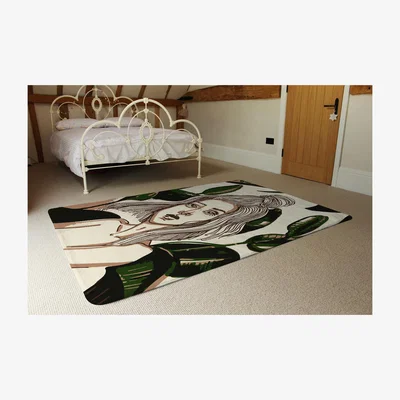 The Range Young Woman In Tropical Leaves Designer Rug - Green / 230cm