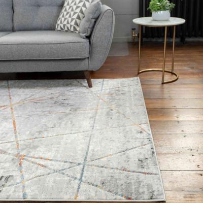 The Range Grey Geometric Low Pile Polyester Living Room Rug - Orion - Grey