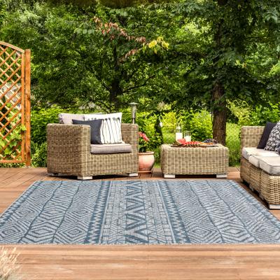 The Range Blue Aztec Tribal Flatweave Indoor Outdoor Rug - Blue / 150 x 80cm