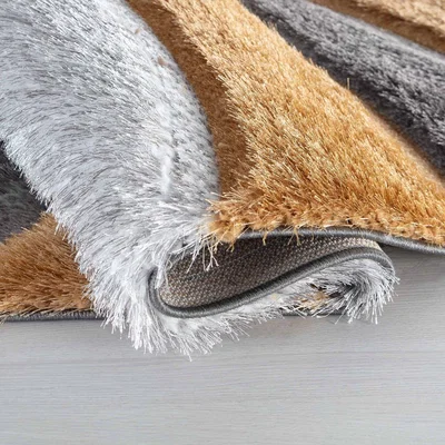 The Range Modern Soft Waves Shimmer Shaggy Area Rugs - Ochre / 60x220 cm Runner