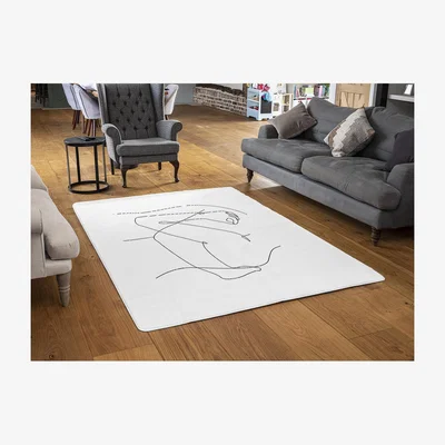 The Range Line Art Hug Designer Rug - White / 110cm
