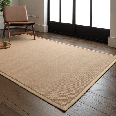 The Range Bordo Boucle Sage Linen Jute Area Rug - Beige / 200 x 290cm