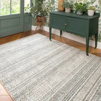 The Range Grey Cream Tribal Moroccan Berber Area Rug - Grey / 110 x 60cm