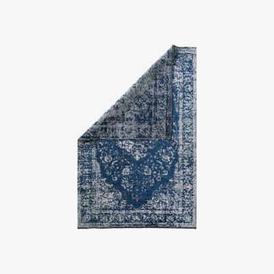 The Range Navy Blue Distressed Traditional Medallion Reversible Chenille Living Area Rug - Navy / 170 x 115cm
