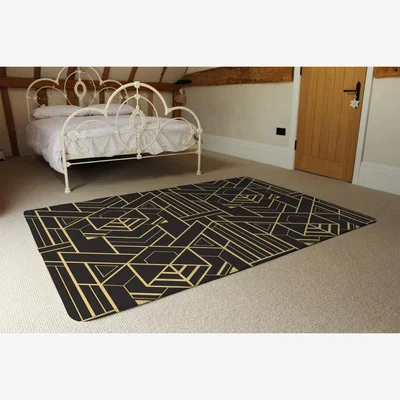 The Range Golden Lined Shape Rug - Brown / 230cm