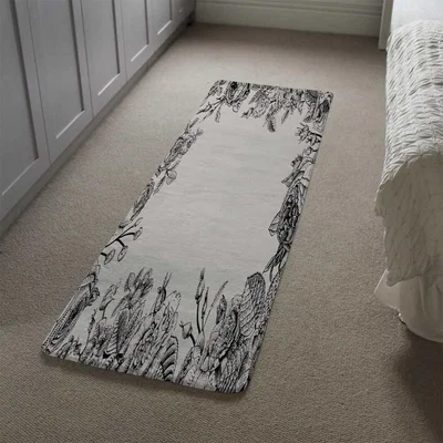 The Range Hand Drawn Roses Runner Rug - Black