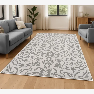The Range Luxury Damask Rug - Neutral / 160cm