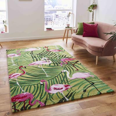 The Range Green and Pink Flamingo Area Rug - Green / 120cm