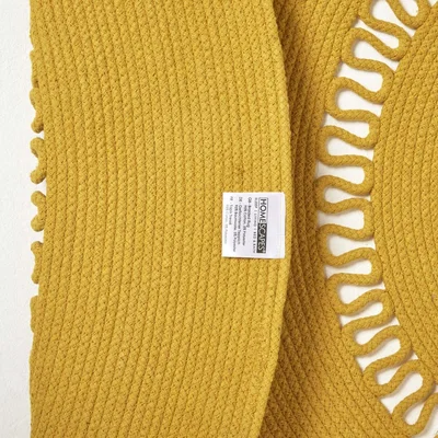 The Range Crochet Braided Round Rug - Mustard / 150cm