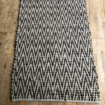 The Range Brown Leather Jute Rug 75cmx 135cm - Brown