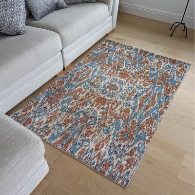 The Range Blue Stylish Ikat Flatweave Living Room Rug - Cadiz - Blue