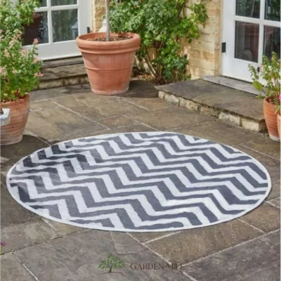 The Range Round Outdoor Rug - Blue,White