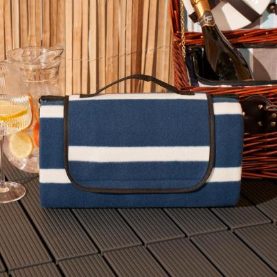 The Range Dreamscene Stripe Picnic Blanket Travel Foldable Water Resistant Outdoor Rug Mat - Blue