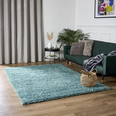 The Range California Shaggy Rug - Duck Egg Blue / 110cm / 60cm