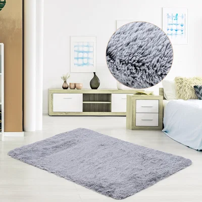 The Range Costway 180 x 120cm Modern Soft Shag Rug-Light Grey - Grey