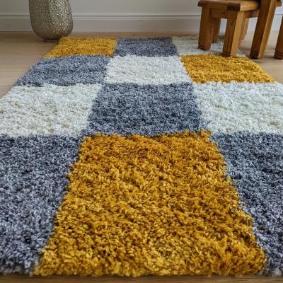 The Range Ochre Patchwork Shaggy Rug - Oslo - Yellow