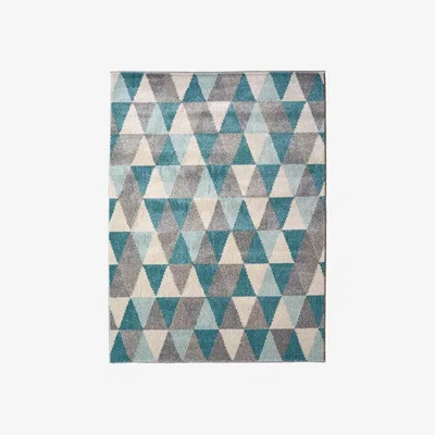The Range Blue Wool Look Geometric Rug - Perth - Blue
