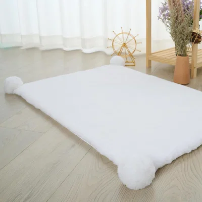 The Range Luxury Rabbit Fur Pom Rug - White