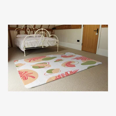 The Range Botanical Elements With Line Art Designer Rug - Pink / 230cm