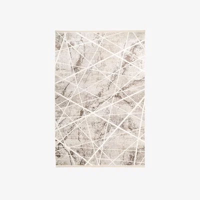 The Range Beige Geometric Fringed Rug - Beige / 230cm