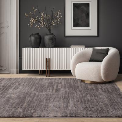 The Range Axel Geometric Blocks Neutral Living Area Rug - Charcoal / 160cm