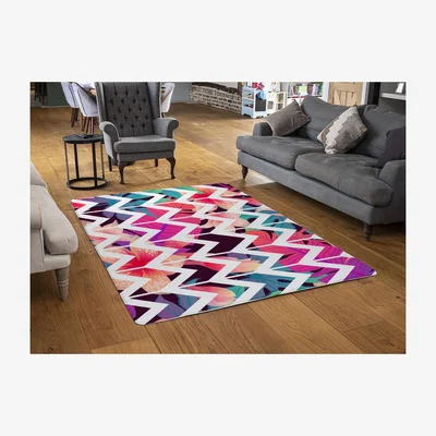 The Range Tropical Geometric Zig Zags Rug - Pink / 150cm
