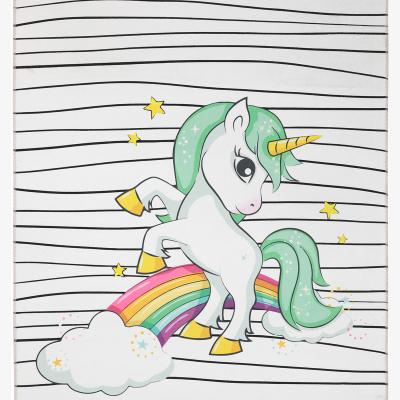 The Range Flatweave Unicorn Kids Bedroom Chenille Rug  - Green and Multi