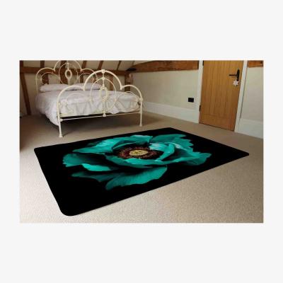 The Range Cyan Peony Flower Rug - Green / 230cm