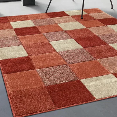 The Range Contemporary Woven Blocks Terra Area Rug - Orange / 200x290cm