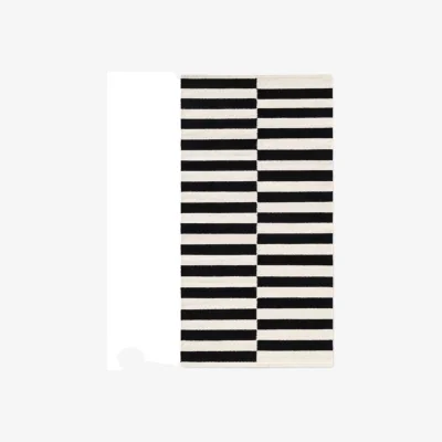 The Range Hanse Home Donna Natural Wool Striped Rug Black & White - Black & White / 150.0cm