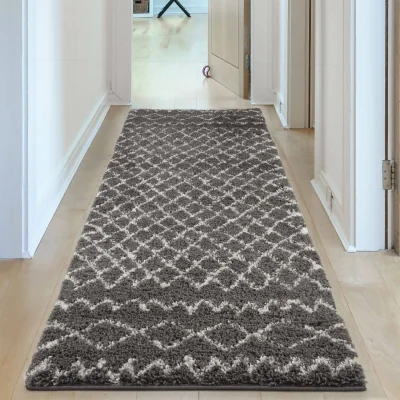 The Range The Rugs Moroccan Design Shaggy Runner - Dark Grey
