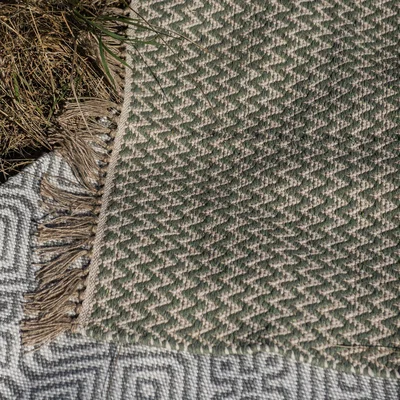 The Range Zig Zag Weave Recycled Cotton Rug - green