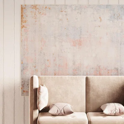 The Range Pastel Pink Abstract Washable Area Rug - Pastel Pink & Beige / 160cm x 230cm