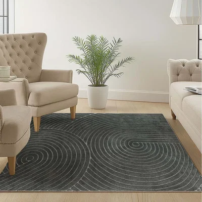 The Range 120x160cm Plush Velvet Area Rug Washable Floor Mat - Grey