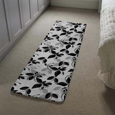 The Range Black  White Floral Runner Rug - Black