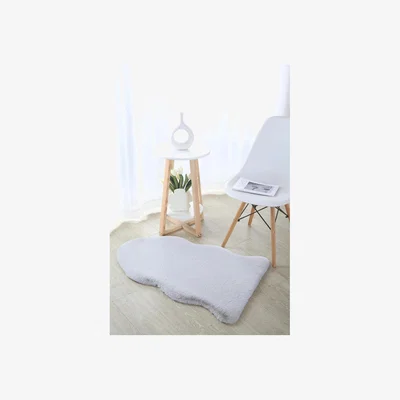 The Range Faux Rabbit Fur Pelt Rug - Silver Snow