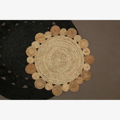 The Range Bosie Demir Round Black Jute Woven Rug - Black