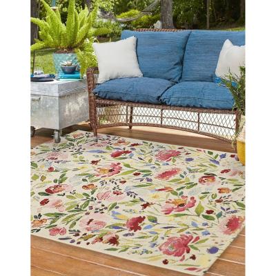 The Range Multicoloured Stunning Floral Meadow Print Indoor  Outdoor Rug - Multi / 160cm