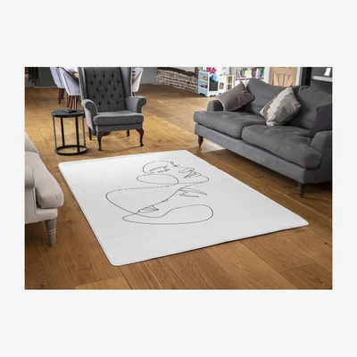 The Range Man And Woman Touch By One Line Designer Rug - White / 110cm