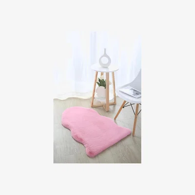 The Range Faux Rabbit Fur Pelt Rug - Bubble Gum
