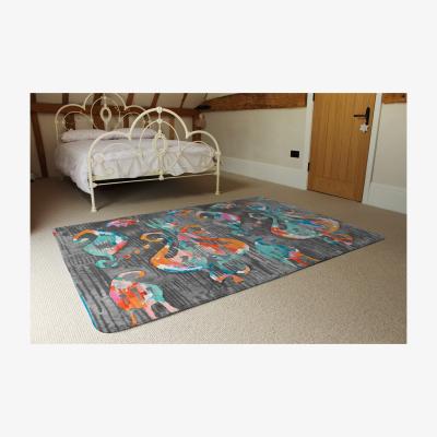 The Range Trendy Tribal Pattern In Watercolour Style Rug - Blue / 230cm